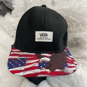 Vans Off The Wall Walmer Black Snapback OS Hat Cap American Eagle Flag Patriotic